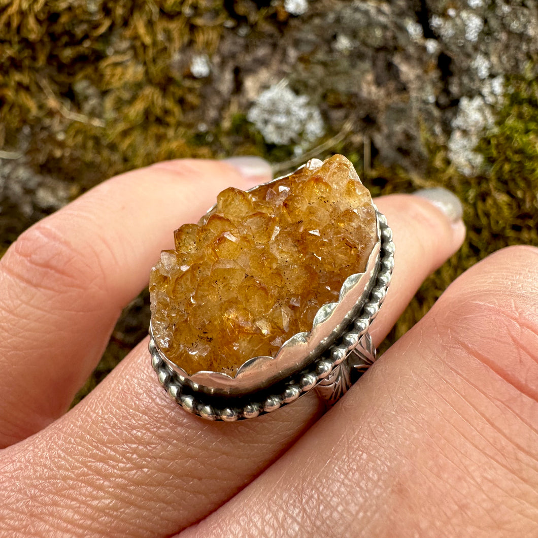 Citrine Druzy Ring