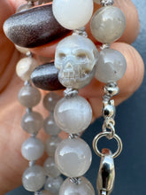 Load image into Gallery viewer, Gray Pearl Skull Necklace