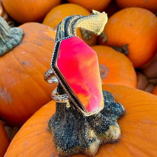 Aurora Opal Coffin Ring