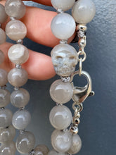 Load image into Gallery viewer, Gray Pearl Skull Necklace