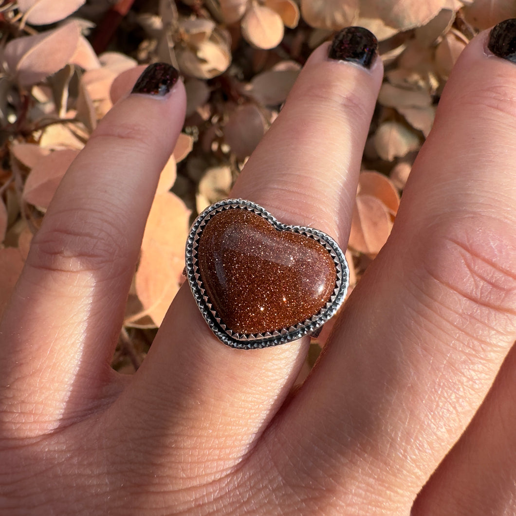 Goldstone Heart Ring