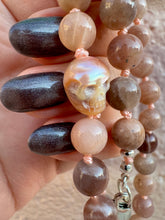 Load image into Gallery viewer, Peach Pearl Skull Necklace