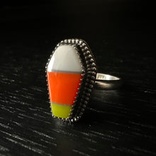 Load image into Gallery viewer, Candy Corn Coffin Ring