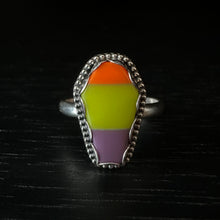 Load image into Gallery viewer, Candy Corn Coffin Ring