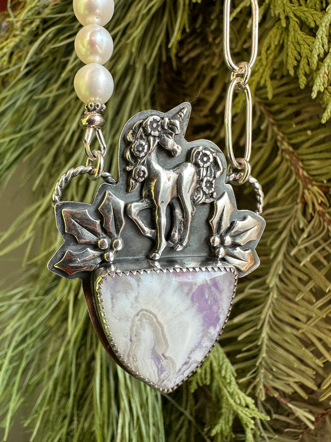 Christmas Unicorn Pendant Necklace