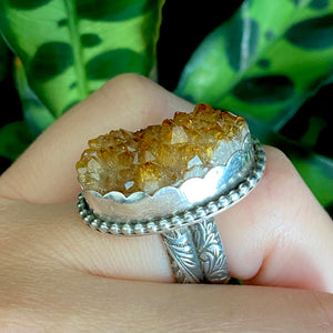 Citrine Druzy Ring